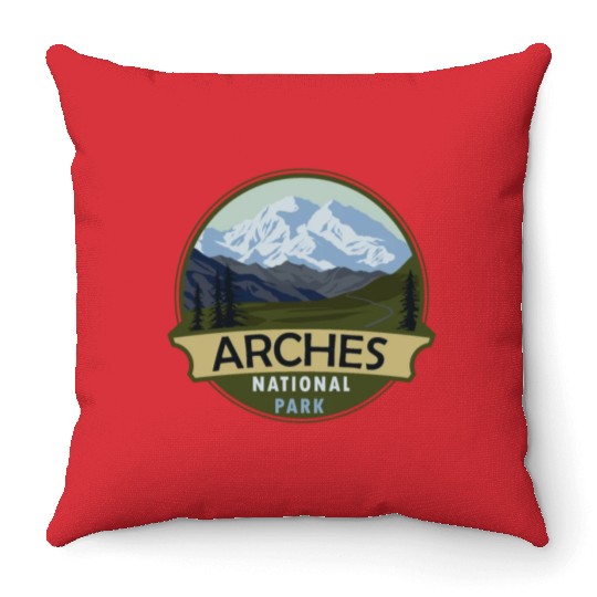 Cool Vintage Retro Arches National Park Mountain Throw Pillows