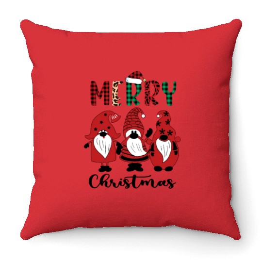 Xmas Merry Christmas Gnomes Santa Hat Throw Pillows
