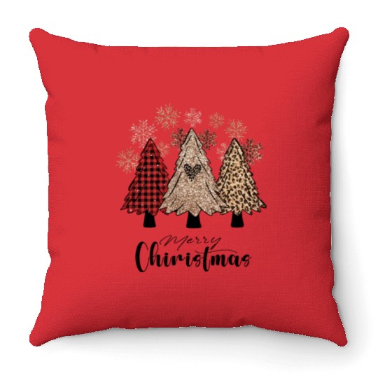 Xmas Messy Christmas Buffalo Plaid Throw Pillows