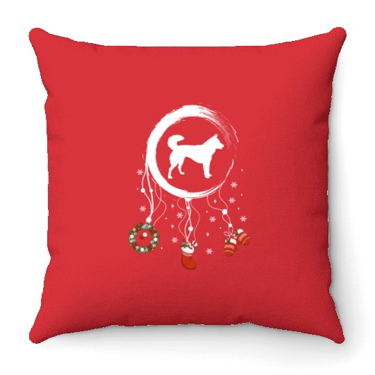 dog dreamcatcher Christmas Kintamani Dog Throw Pillows