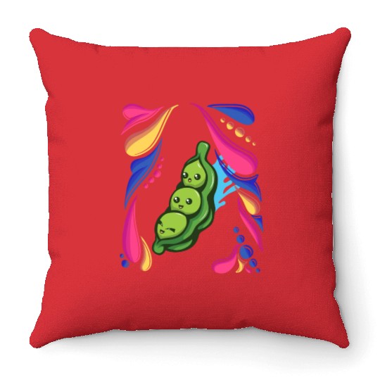 Pea Vegetable Vegan colorful Throw Pillows
