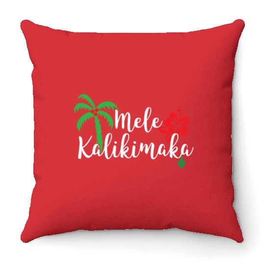 Mele Kalikimaka Hawaiian Merry Christmas Throw Pillows