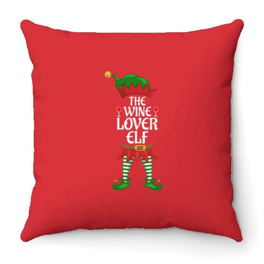 Wine Lover Elf Family Matching Christmas Party Throw Pillows