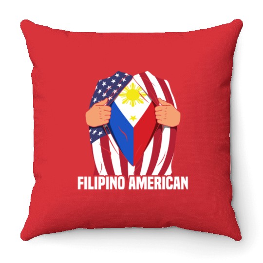 Hero Design for Proud American Pinoys Throw Pillows