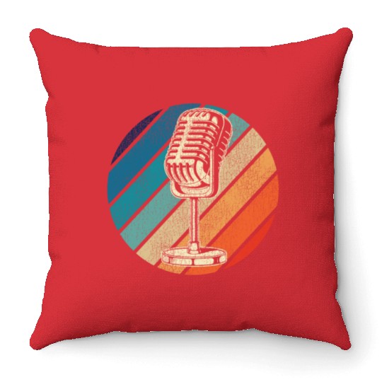 Karaoke Singer Microphone Vocalist Throw Pillows