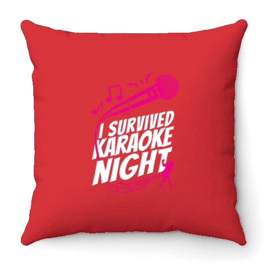 Karaoke Singer I Survived Karaoke Throw Pillows