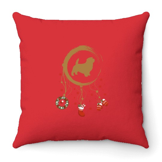 dog dreamcatcher Christmas Norfolk Terrier Throw Pillows