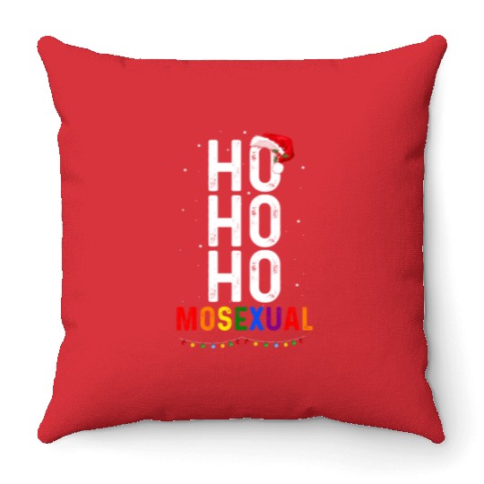Ho Ho Ho Mosexual Gay Santa LGBT Pun Gay Christmas Throw Pillows