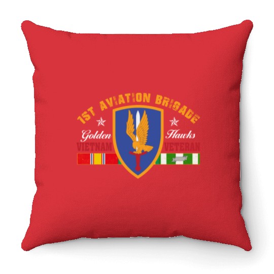 1st Aviation Brigade Vietnam Veteran Golden Hawks Throw Pillows