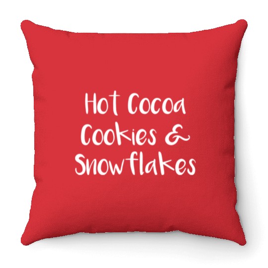Hot Cocoa Cookies and Snowflakes Throw Pillows