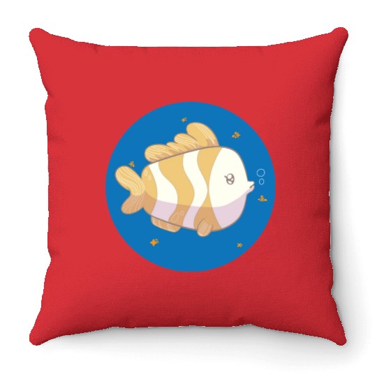 kawaii cute fish for aquatics lovers Throw Pillows
