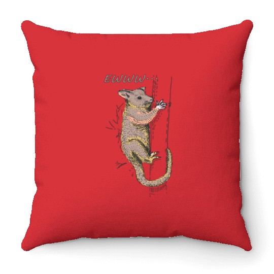 Funny Opossum, Opossum EWWW Throw Pillows