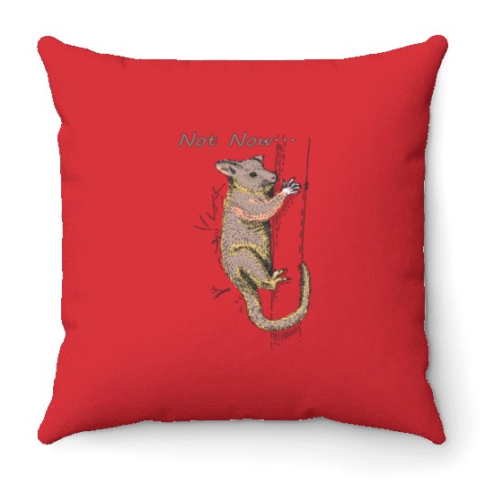 Funny Opossum, Opossum Not Now Throw Pillows