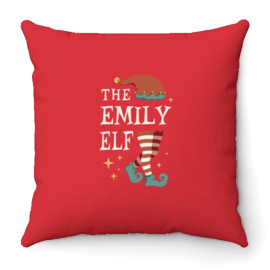 The Emily Elf - Christmas Pajama for Emily Throw Pillows
