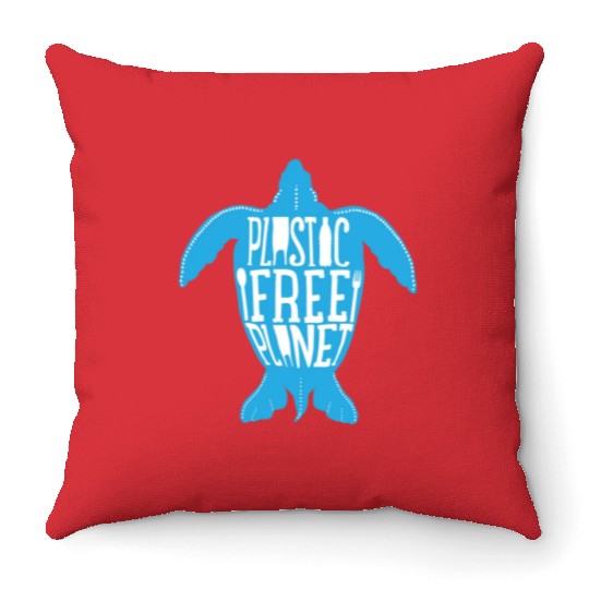Plastic Free Planet Throw Pillows