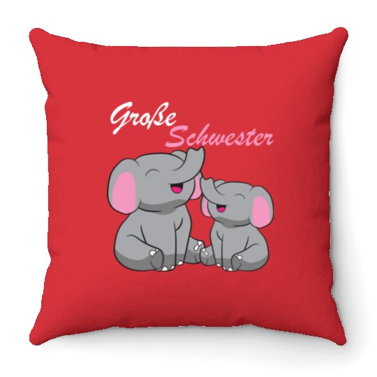 Elephants - Große Schwester Throw Pillows