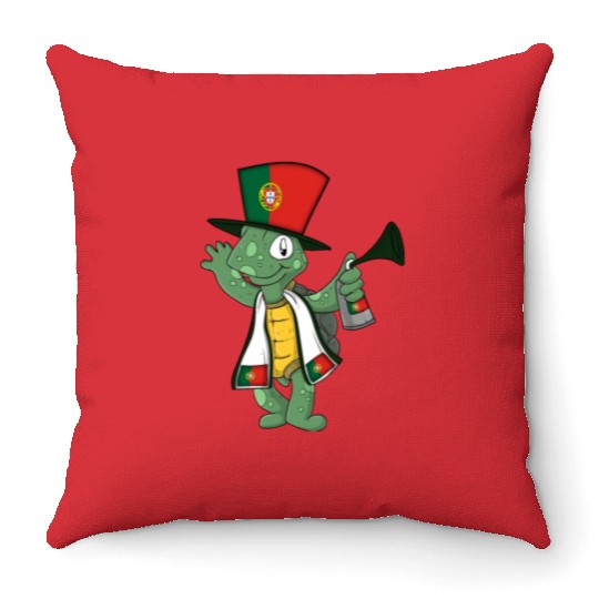 Portuguese Fan Turtle Throw Pillows