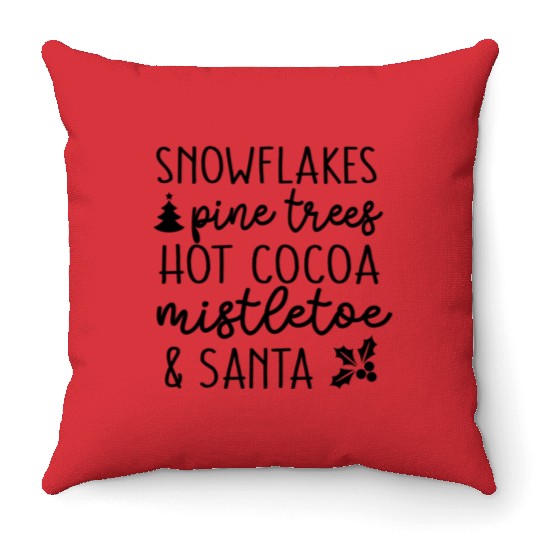 Snow flakes Pine Trees Hot Cocoa Throw Pillows