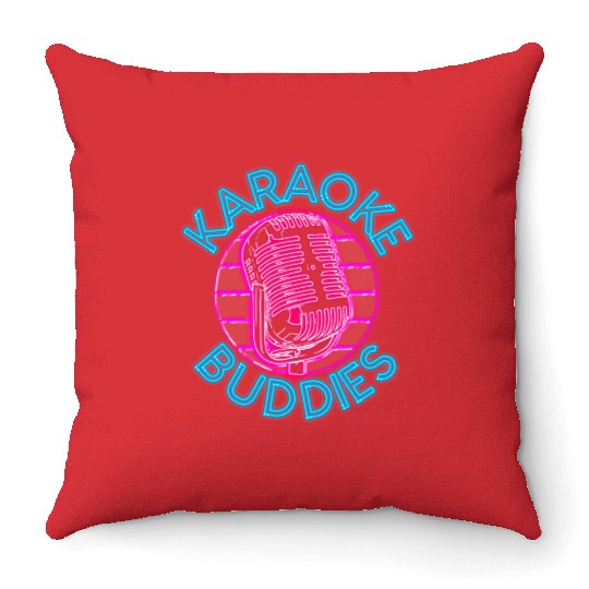 Karaoke Singer Friends Besties 80s Throw Pillows