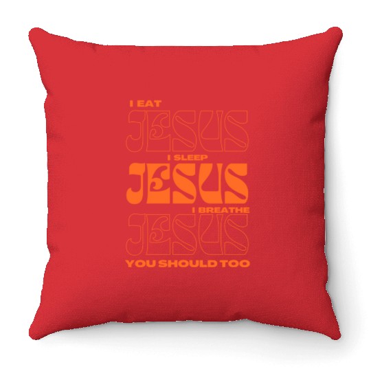 Eat Sleep Breath Throw Pillows