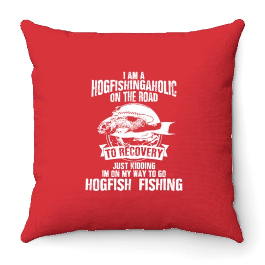 Hog Fish Merch Funny Great Fishermen Throw Pillows