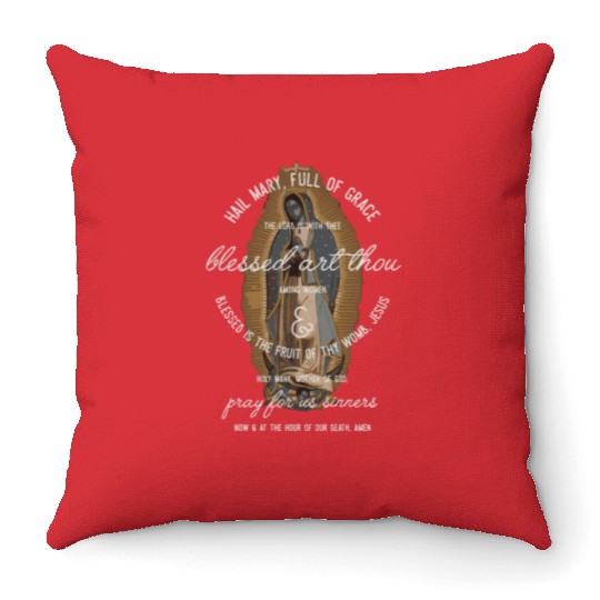 Our Lady Of Guadalupe Hail Mary Prayer Catholic Throw Pillows