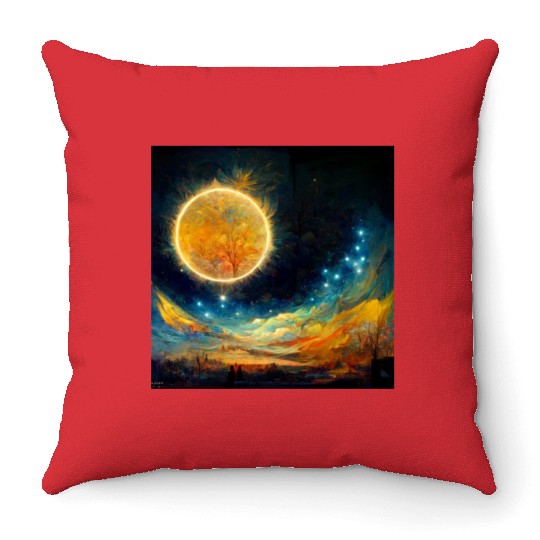 Full moon and Sun Throw Pillows