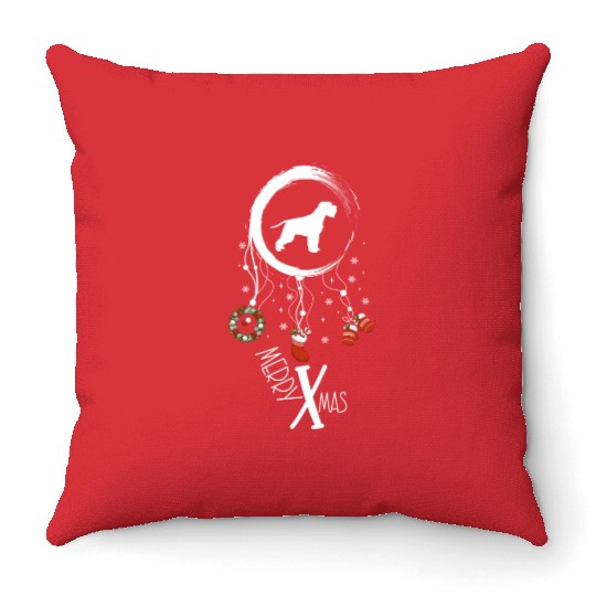 dog dreamcatcher Christmas Schnauzer Throw Pillows