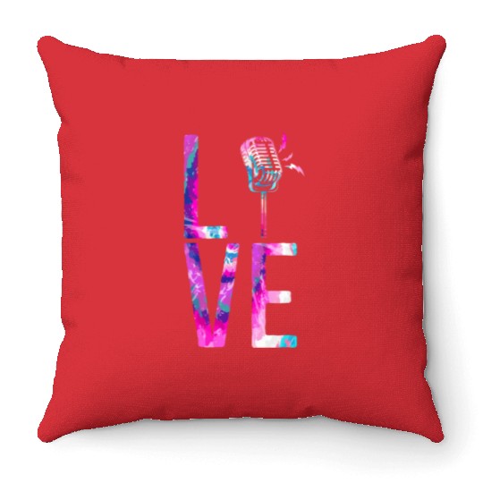 Karaoke Singer Microphone Vocalist Throw Pillows
