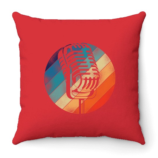 Karaoke Singer Microphone Vocalist Throw Pillows