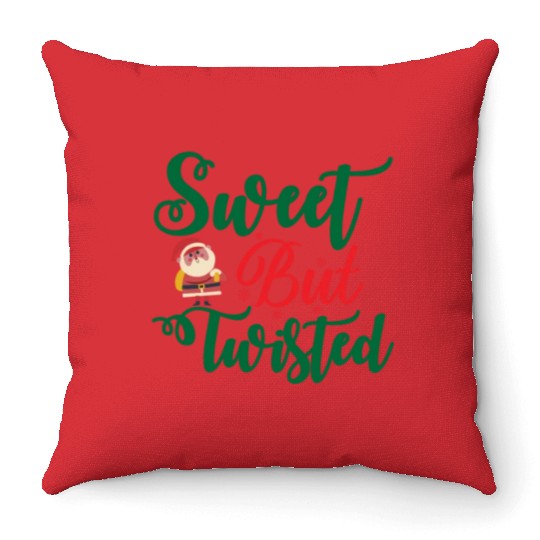 Xmas Christmas Sweet But Twisted Santa Claus Throw Pillows