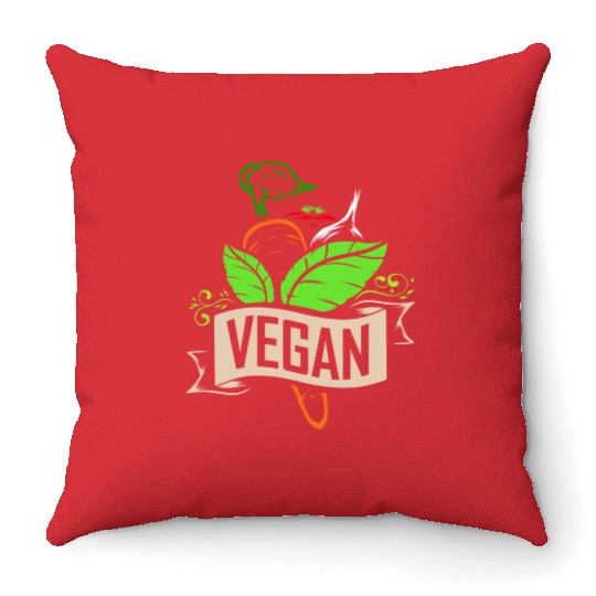 Carrot, Onion And Tomato Logo For Vegetarians And Throw Pillows
