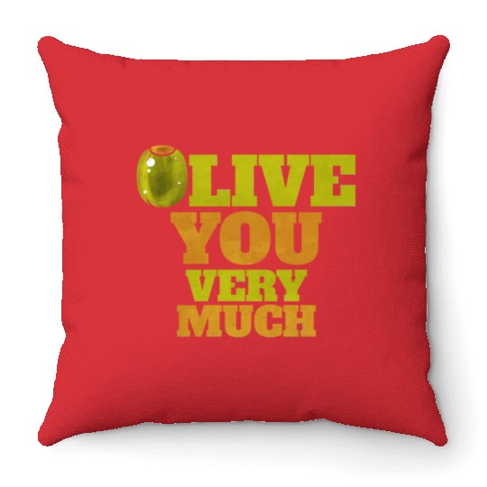 Olive I love You Very Much - Love Veggies Throw Pillows