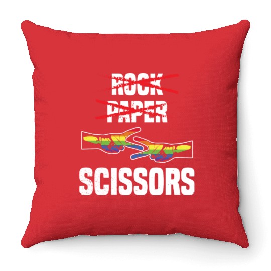 Womens Rock Paper Scissors Funny Lgbt Pride Throw Pillows