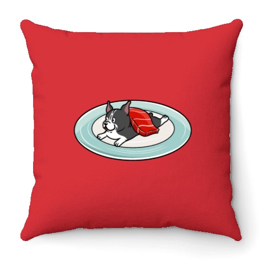 Boston Terrier Nigiri Sushi Throw Pillows
