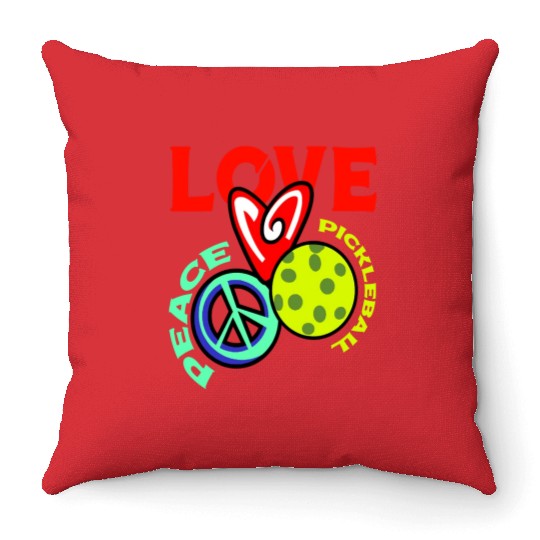 I Love Pickleball Funny Pickle Ball Player Throw Pillows