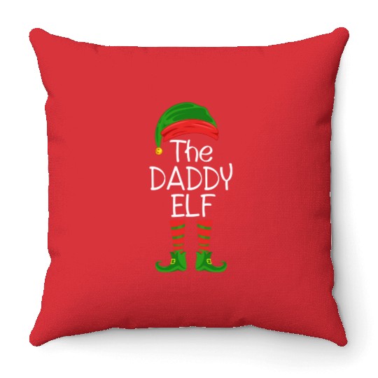 THE DADDY ELF, Funny Christmas gift idea print Throw Pillows