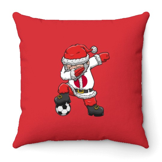 Soccer Boy Dabbing Santa Christmas Jersey Japan Throw Pillows
