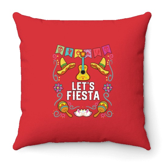 Let's Fiesta Cinco De Mayo Mexican Pride Mexico Throw Pillows