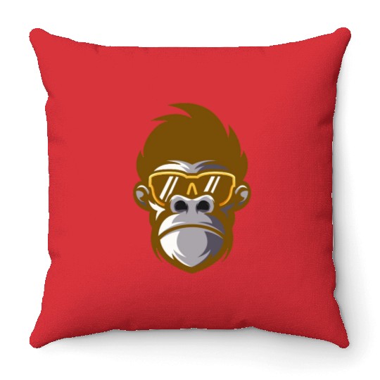 monkey face Throw Pillows