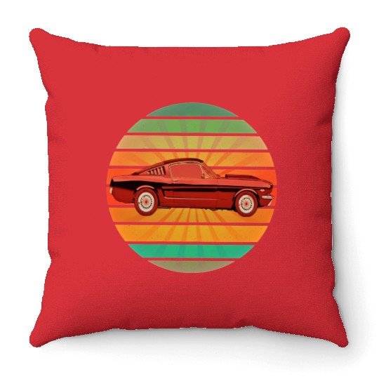 fastest car in the world in Summer Retro Sunset Throw Pillows