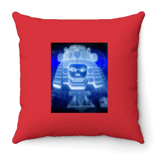 Maya Blueprints Inca Mask Drawing Ancient Throw Pillows