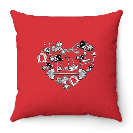 Fitness Working Gym Out Heart Valentine Day Gymer Throw Pillows