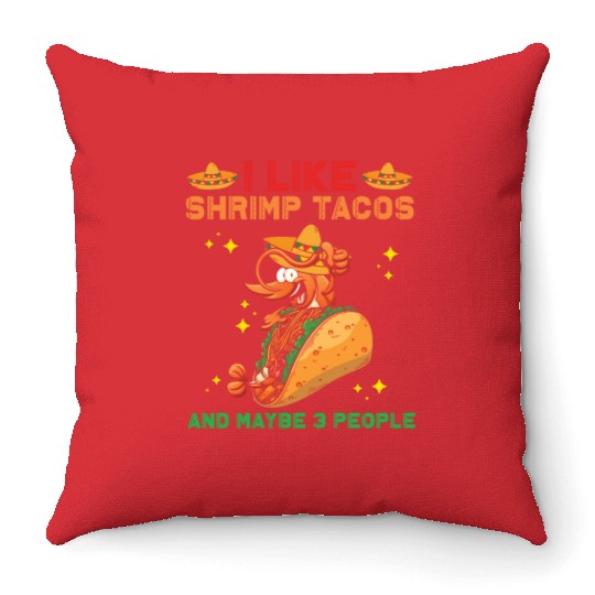 Shrimp Tacos Throw Pillows