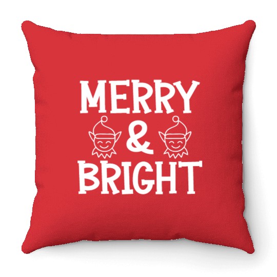 Merry and bright Christmas holiday festive seasons Throw Pillows