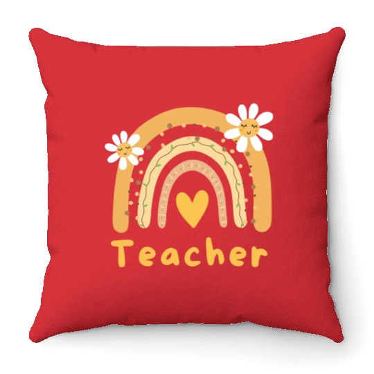 Cute Yellow Floral Teacher Throw Pillows