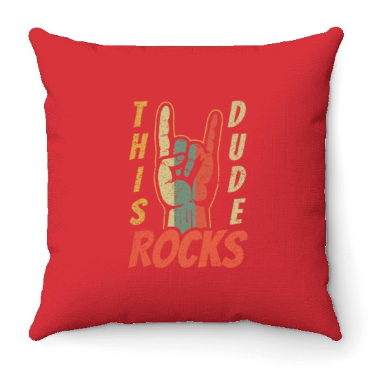Retro Rock Sign Rock Hand Metal Kid Rocker Throw Pillows