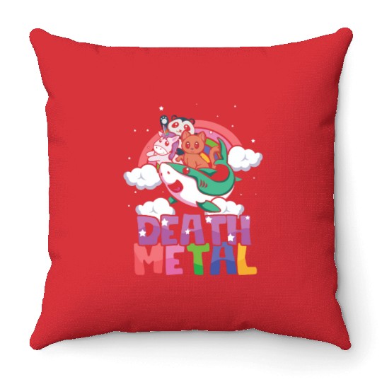 Shark Unicorn Panda Cat Love Metal Music Rock Throw Pillows