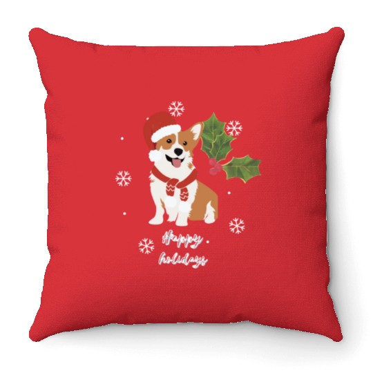 happy holidays Throw Pillows