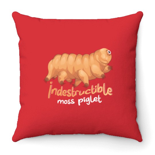 Indestructible Moss Piglet Science Tardigrade Throw Pillows
